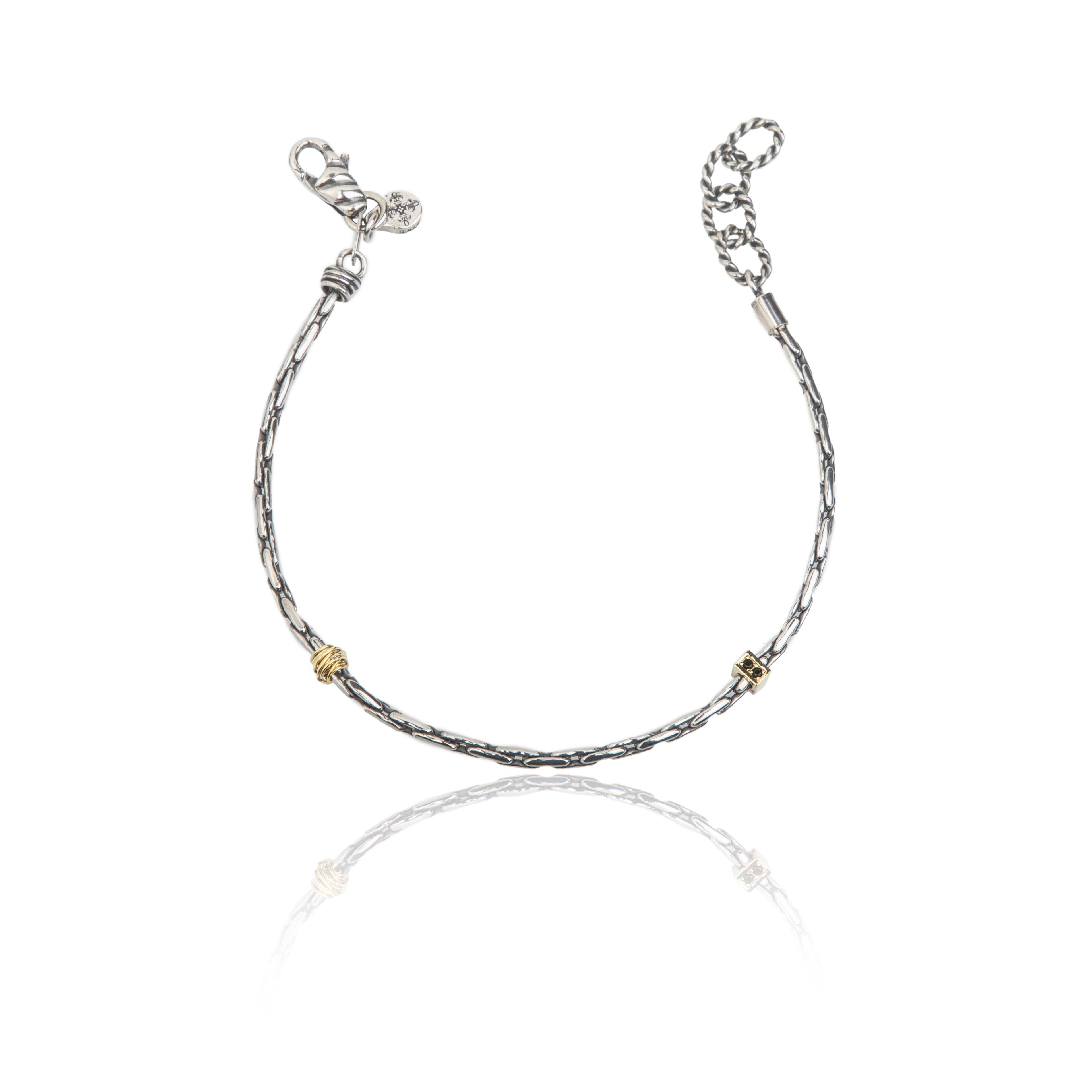 Bracciale uomo in argento 925 e oro 18kt, design ispirato alla tradizione orafa.