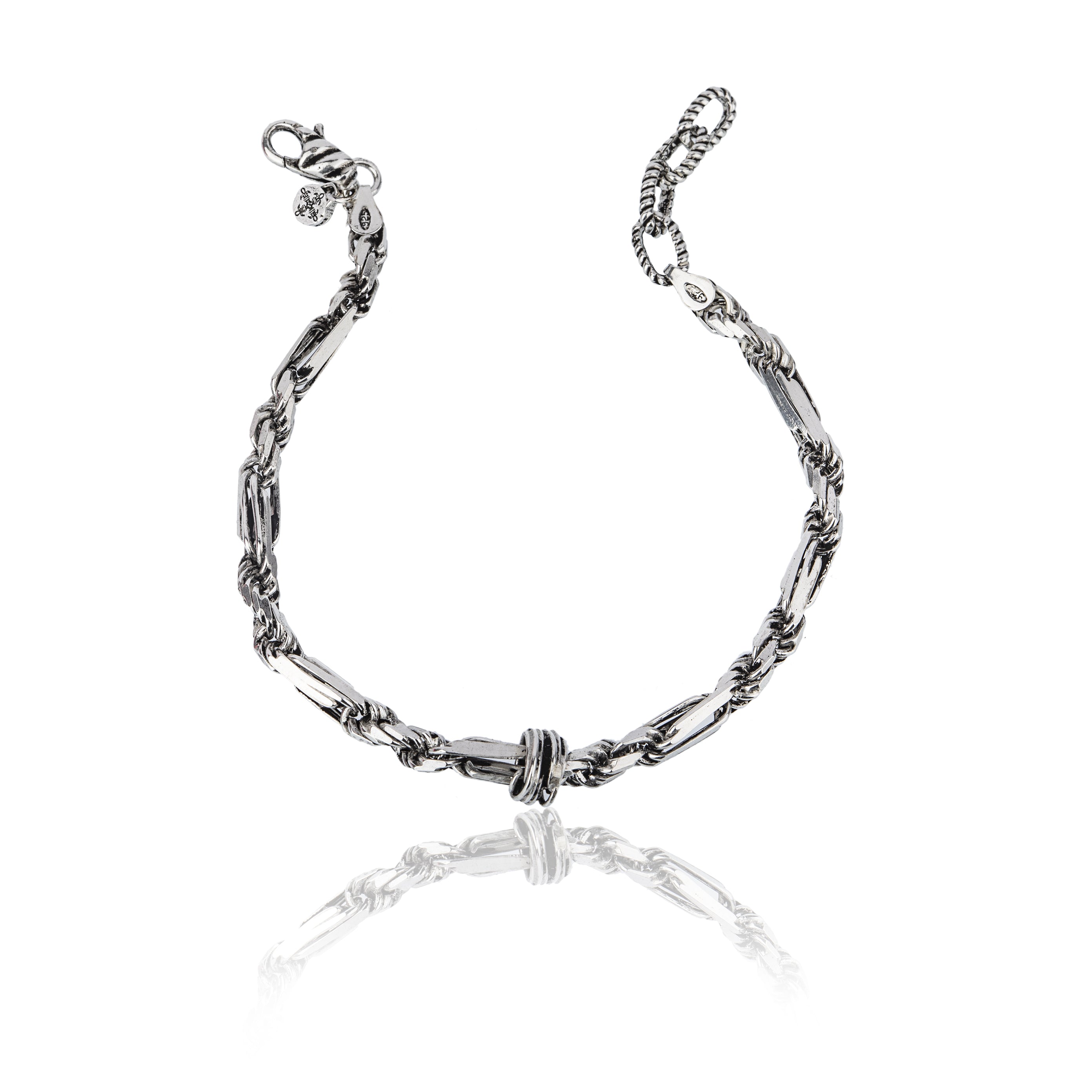 Bracciale cordoncino e argento 925, artigianale Made in Italy.