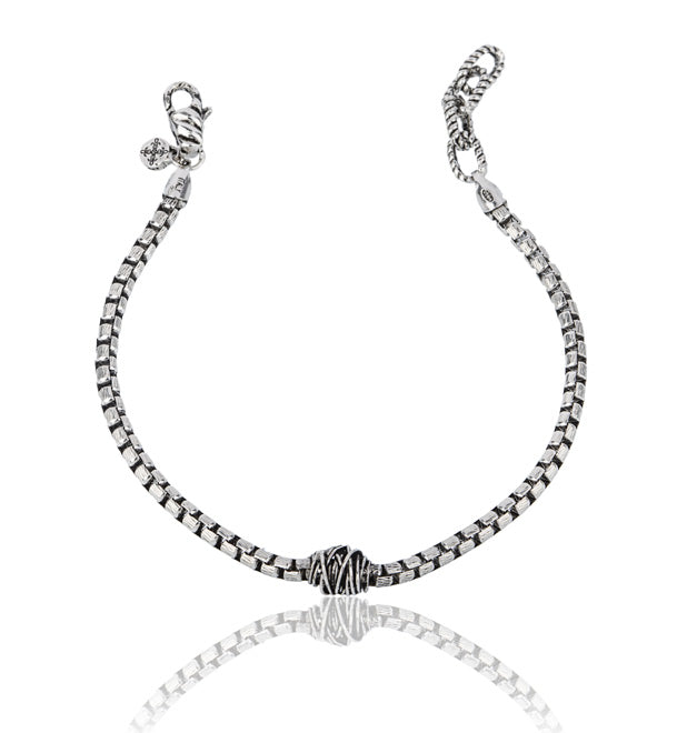 Bracciale uomo in argento 925 a maglia quadrata, artigianale.