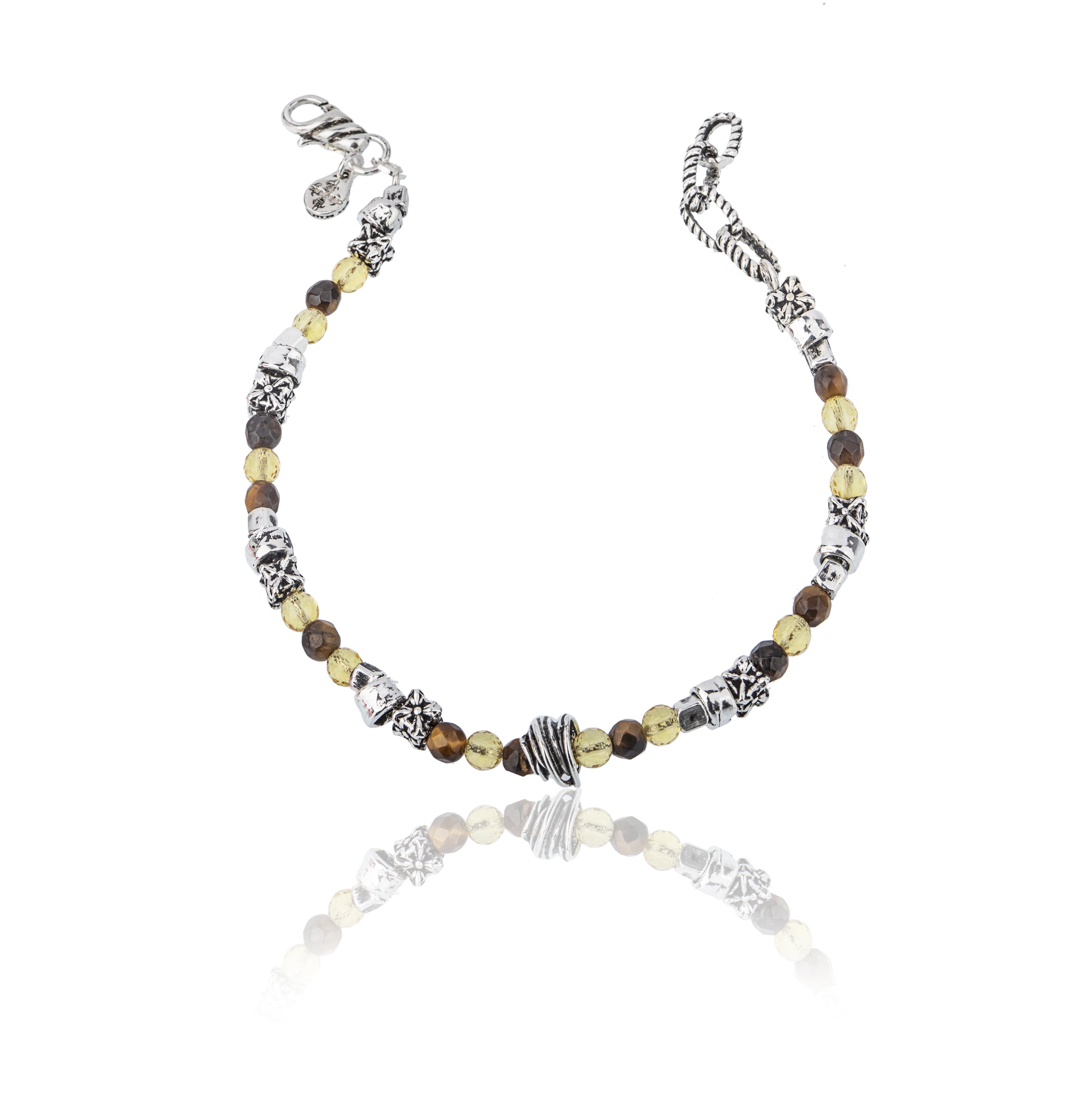 Bracciale con pietre naturali e argento 925, armonia cromatica.