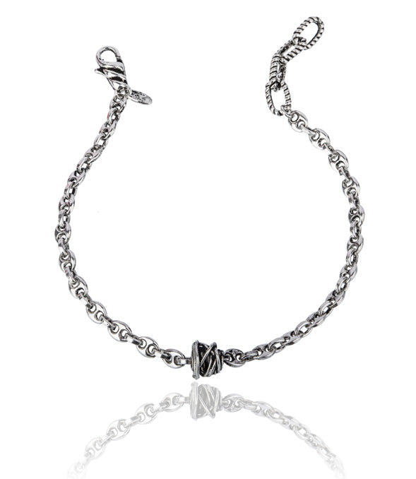 Bracciale uomo in argento 925 a maglia marina, lavorato a mano.