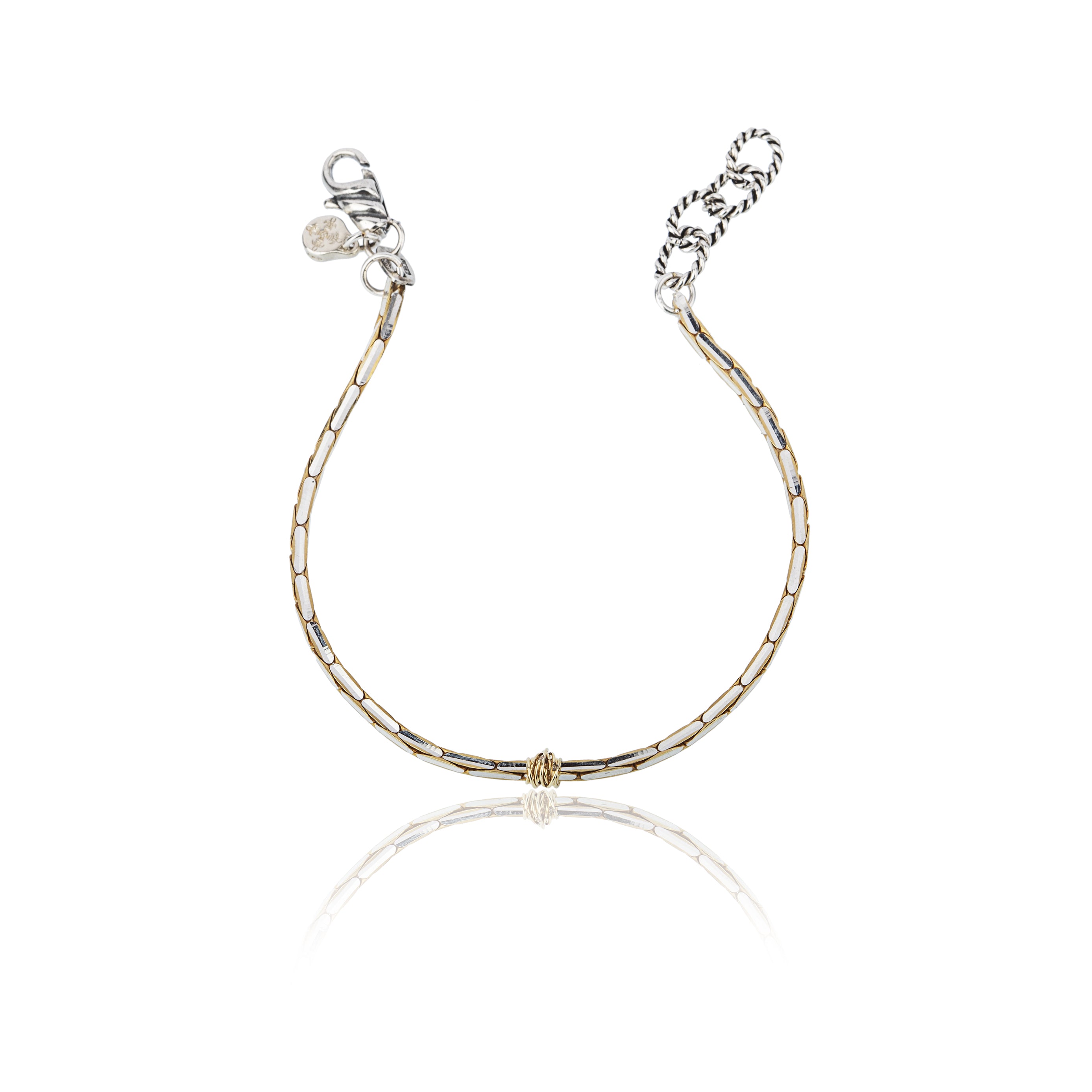 Bracciale uomo in argento 925 e oro 18kt, lavorato a mano ad Arezzo.