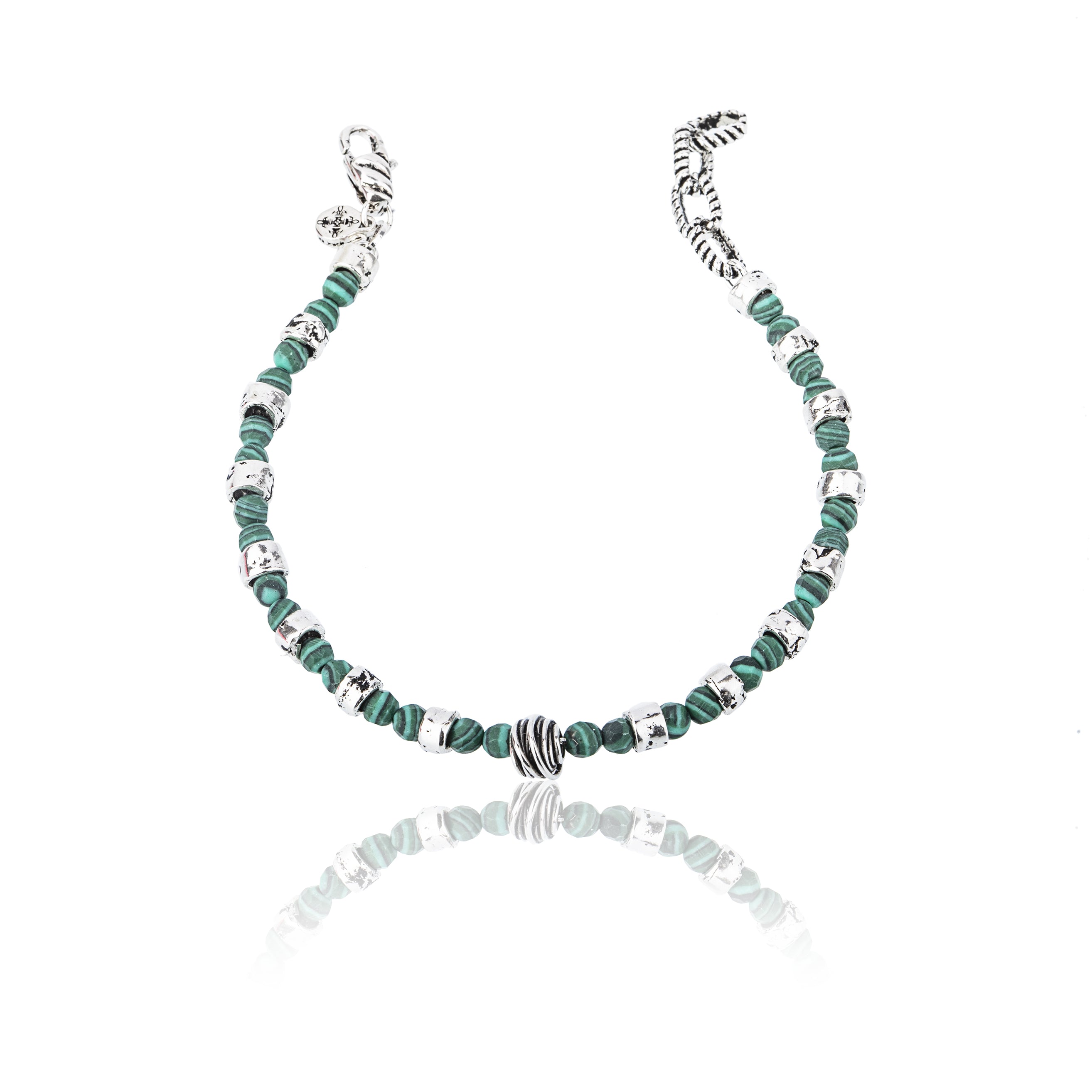 Bracciale con pietre naturali e argento 925, lavorato a mano.